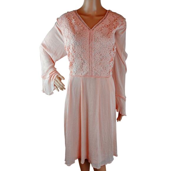 CATO Women's Midi Lace Dress 2X Rayon Polyester Peach Floral Formal Wedding - Picture 1 of 5